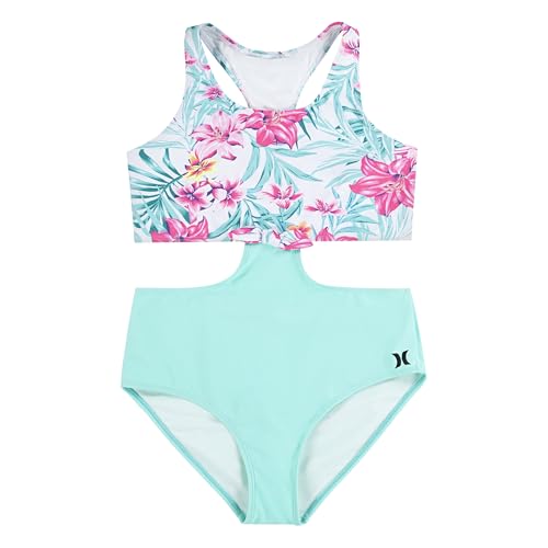 Girls' 1-Piece Cut Out Swim Suit - Medium / Aurora Green
