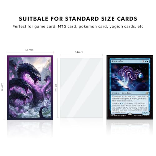 Katomula 100 MTG Card Sleeves with Inner Sleeves - Textured Back, Standard Size, Nightmare Hydra Theme