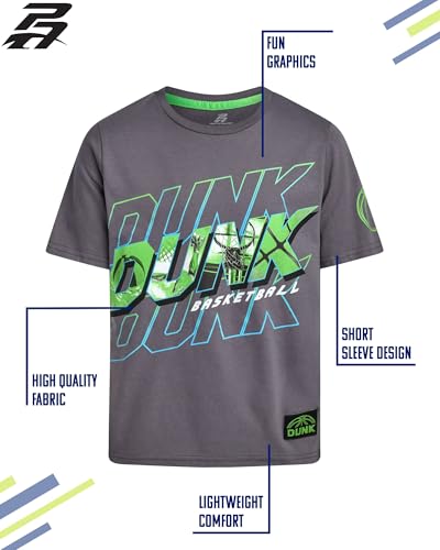 Boys Athletic T-Shirt - Soft Cotton Blend Graphic Tee - Grey Dunk / Size 8