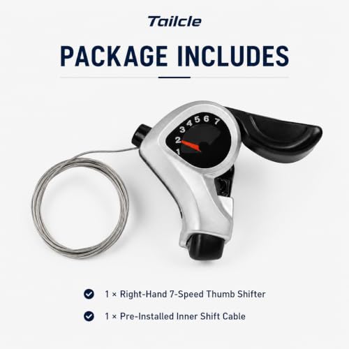 Tailcle Silver 7-Speed Bike Thumb Shifter with Gear Display for Mountain & Hybrid Bikes