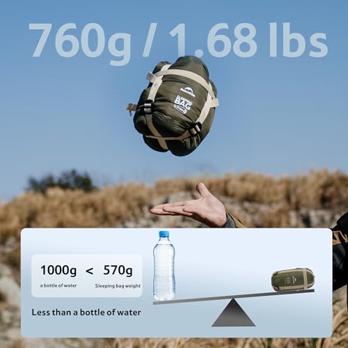 Naturehike PFAS-Free Green Lightweight Compact Sleeping Bag - Ultralight Waterproof Camping Gear for Cold & Warm Weather