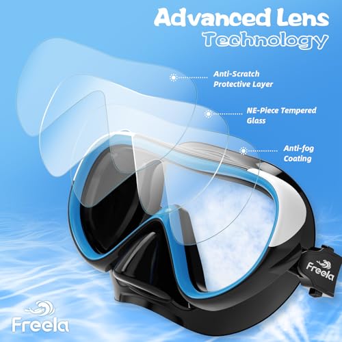 Freela Kids Swimming Goggles 4-16 with Nose Cover, No-Leak Anti-Fog (1 Pack, Blue)