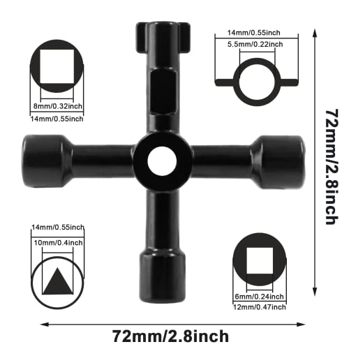 4-Way Multi-Functional Utility Key Set, 3 Pcs - Black