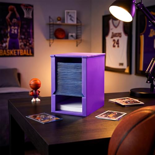 Purple Toploader Dispenser & Penny Sleeve Holder - Dual Compartment Card Organizer