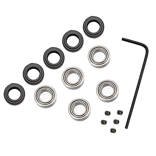 Yakamoz 5-Set Router Bit Bearings Replacement Kit Bottom Mounted Ball Bearing Guide Fits 1/4 Inch Shank Router Bits | Inner Dia. 1/4¡± & Outer Dia. 1/2¡±, Fixed Collar Included