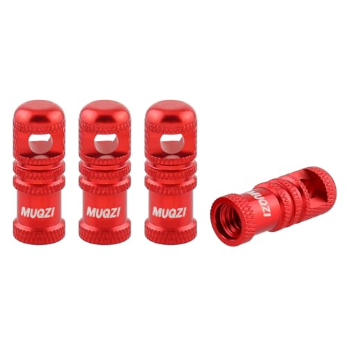 Presta Valve Stem Caps with Core Remover Tool - Red