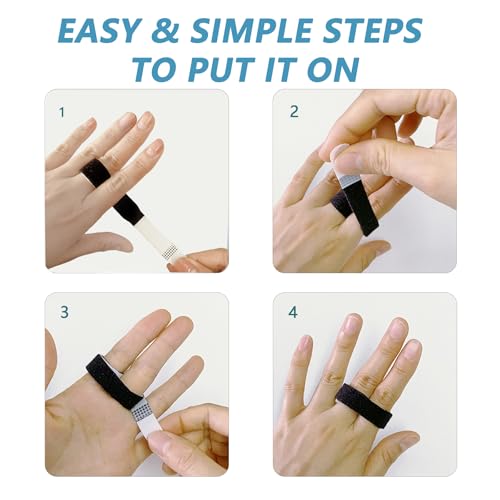 Finger Splint Buddy Straps - 10 Pack Black for Injured Fingers Support