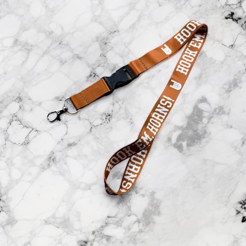 Desert Cactus Texas Longhorns Orange Lanyard with Hook 'em Hand