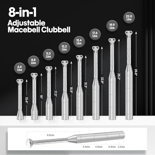 Adjustable Steel Indian Club Set - 6.6 to 22 LB Strength Training