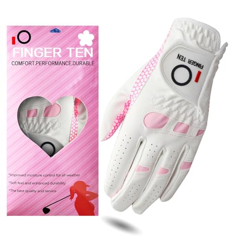 Golf Gloves for Women - Extra Grip, Breathable Fit, Left Hand - Pink, Medium