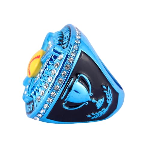 Softball Championship Ring - Light Blue & Yellow - Size 9 - 12 PCS Pack