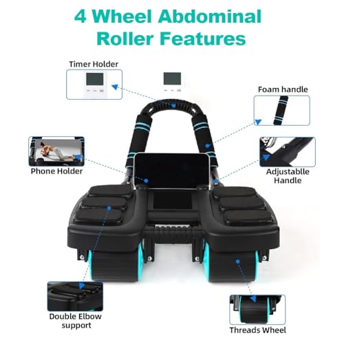 Automatic Rebound Ab Roller Wheel with Elbow Support - Black