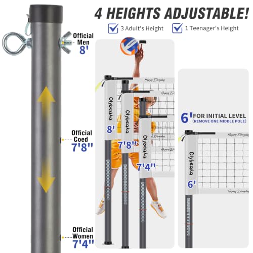32FT Portable Outdoor Volleyball Net Set - Adjustable Height, Carry Bag