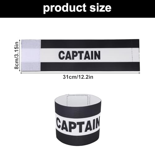 Adjustable Soccer Captain Armband - Breathable Nylon - Black, 3 Pack