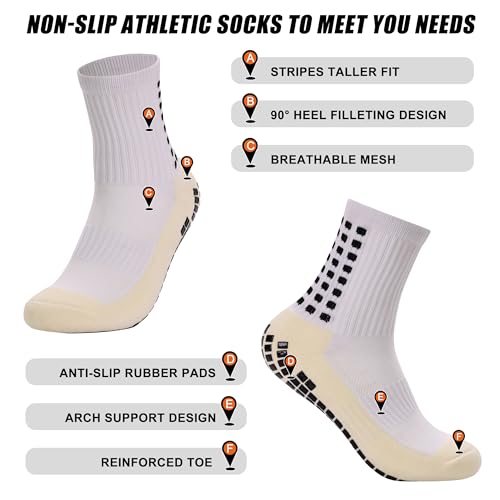 Black & White One Size Soccer Grip Socks with Leg Sleeves - Anti-Slip Performance Bundle for Men & Women