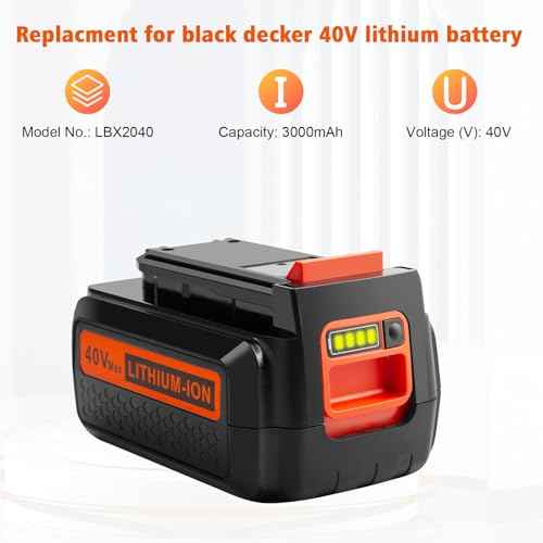 40V Lithium Battery Replacement for Black and Decker, 3000mAh Battery and Charger Combo Compatible with Black & Decker 40 Volt Max LBX2040 LBXR2036 LBXR36 LBX1540 LBX2540 Cordless Power+ Tools