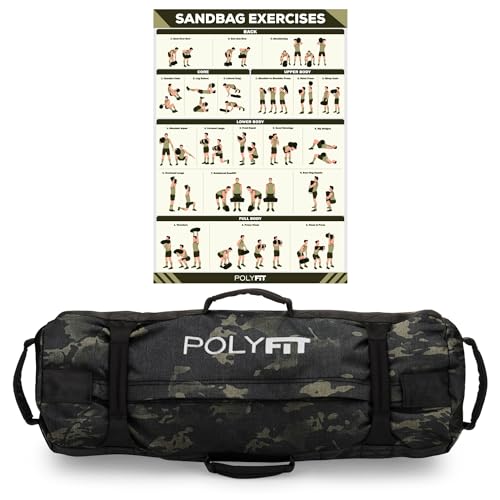 Workout Sandbag with 8 Handles - Black Camo, Large (50-125lbs)