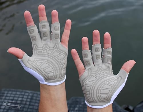 Lightweight Quick-Dry Rowing Gloves with Nonslip Grip - Grey, Medium