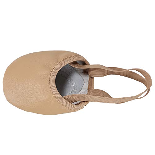 Linodes Leather Pirouette Half Sole Jazz Dance Shoes for Women & Girls - X-Small, Tan