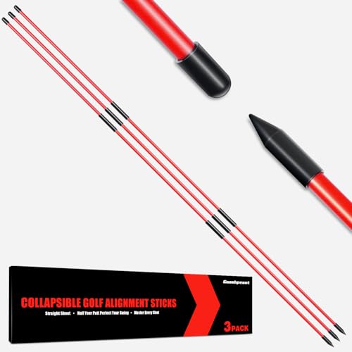 Collapsible Golf Alignment Sticks - 3 Pack, 40 Inch Training Rods