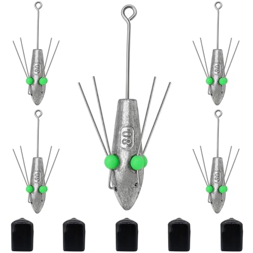 2.8oz (80g) 5Pcs Sputnik Lead Fishing Sinkers Long Tail Spider Weights