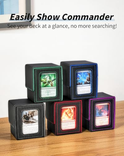 Card Deck Box for MTG Commander - Holds 100+ Double-Sleeved Cards - Black Grey