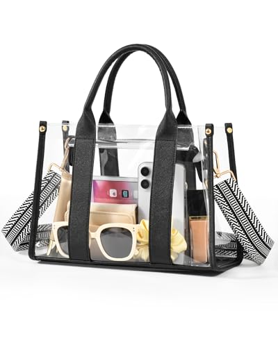 Clear Tote Bag for Women - Water-Resistant PVC - Black