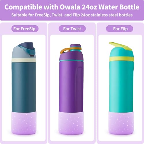 Silicone Water Bottle Boot for Owala 24oz - Glitter Purple