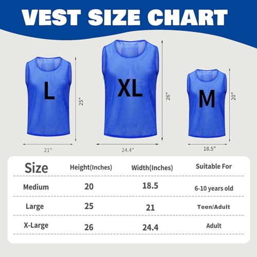 Lightweight Mesh Pinnies Scrimmage Vests for Sports - 12/24/48 Pack