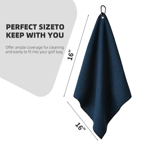 Navy Mile High Life Microfiber Golf Towels 3-Pack with Carabiner Clip