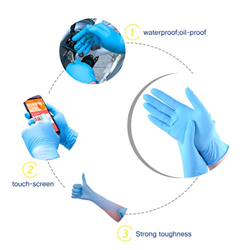 Wostar Nitrile Disposable Gloves Powder & Latex Free 4mil Touch Screen Disposable Non-Sterile Nitrile Exam Gloves