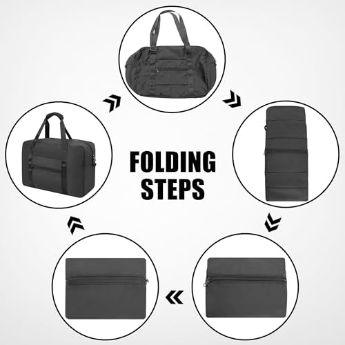 HOLYLUCK 40L Foldable Travel Duffel Bag Black - Compact, Waterproof & Easy Carry