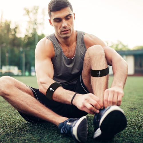 Cross Bicep Bands - 8 Pack Arm Sweat Bands - Black/Cross