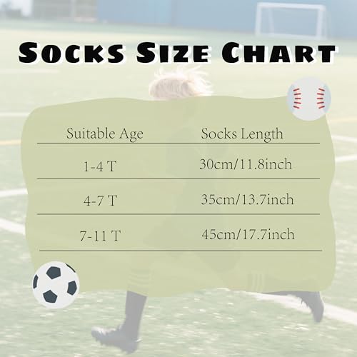 Kids Knee High Baseball Socks - Youth Athletic Socks, 4-7 Years, Pure Black