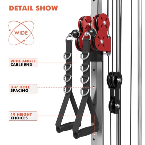 Cable Crossover Machine with Dual Pulley System - Red