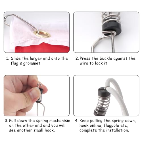 Fishing Flag Clips - 4 Pack Stainless Steel Marine Grade