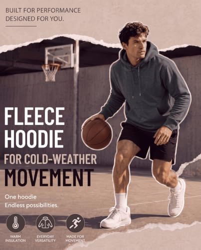 Men's Fleece Pullover Hoodies 4-Pack - Large Black Grey Navy Light Gray