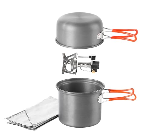 Fire-Maple Camping Pot & Stove Set with Windshield - Foldable Backpacking Cookware