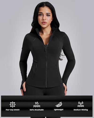 Lightweight Women's Athletic Zip Up Jacket with Pockets