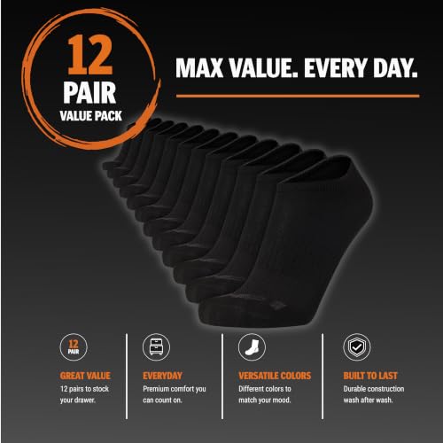 AND1 Men's Low Cut Athletic Socks 12 Pack Black, Size 6-12.5 - Performance Sports Socks