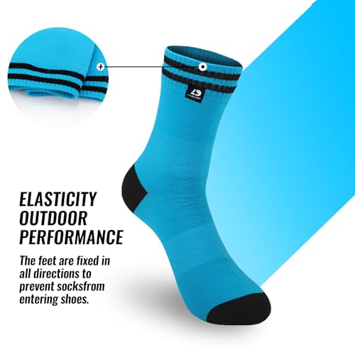 LEAKDRY Small Blue-Black Waterproof Hiking Socks - Unisex 3-Layer Windproof Breathable Outdoor Gear