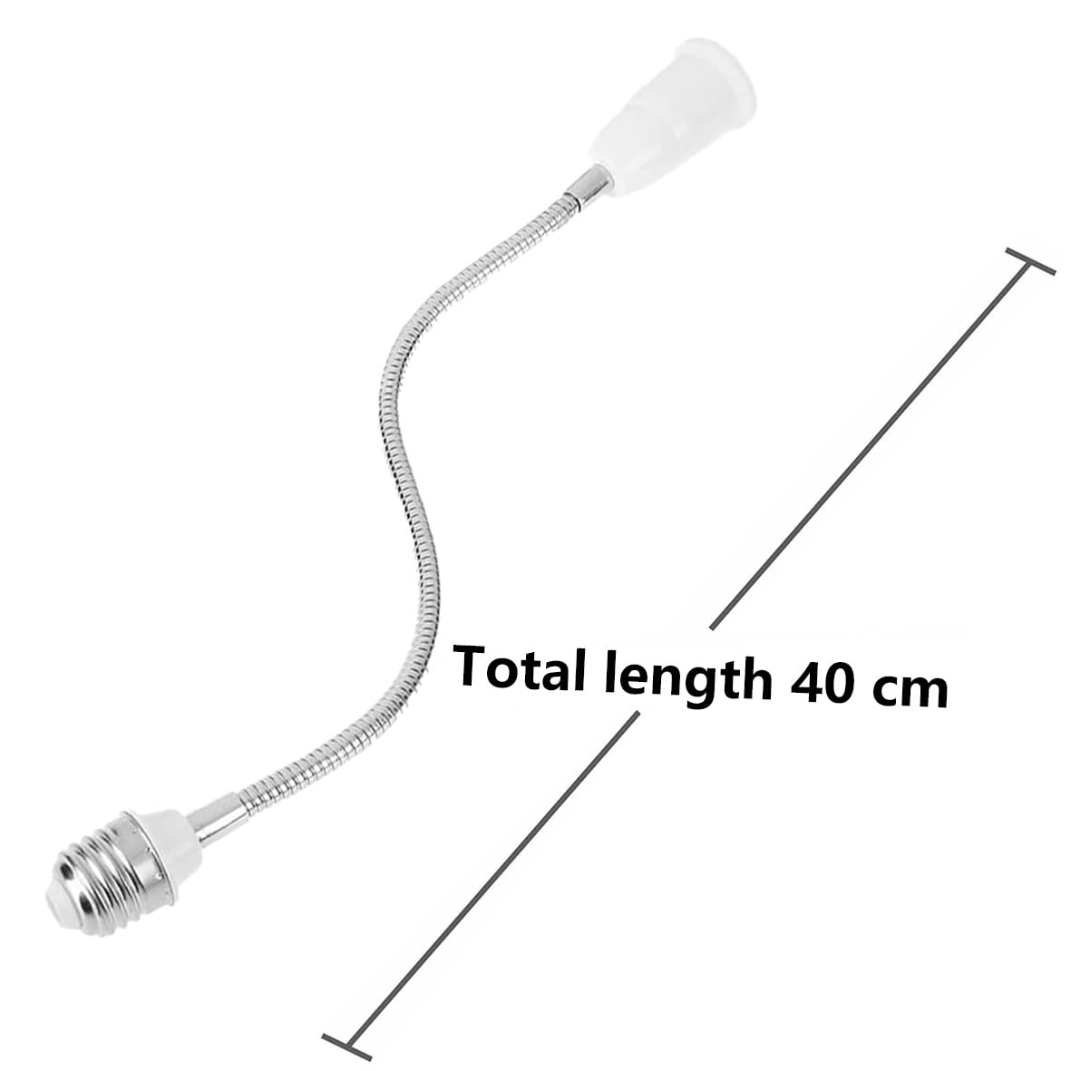 E26/E27 Light Socket Extender Adapter - 15 inches/40 cm Adjustable 360-degree Bendable Rotation with Heat-Resistant Base, Flexible Gooseneck Adjustable Extension Socket Socket Adapter (2 Pack)