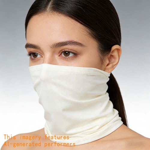 Summer Face Cover Scarf - 6 Pack Neck Gaiter for UV Protection - Black