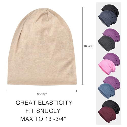 Cotton Slouchy Beanie Hat - Large, Black Khaki for Men & Women