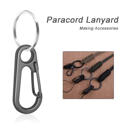 Small Carabiner Clip Set - Metal Snap Hooks for Key Chains & Gear - Gun Black+Rings 12 Set