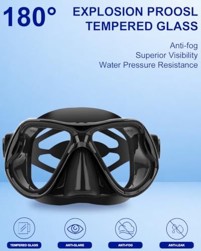 Dry-Top Snorkel Mask Set for Adults & Kids - Black+Pink (2 Pack)