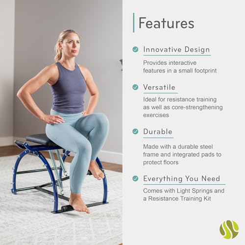 Moxxi Pilates Chair with Resistance Bands - Compact Home Gym Equipment