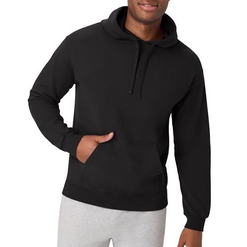 Hanes Men’s Originals Fleece Hoodie Garment Dyed Black (Medium) – Unisex Sweatshirt