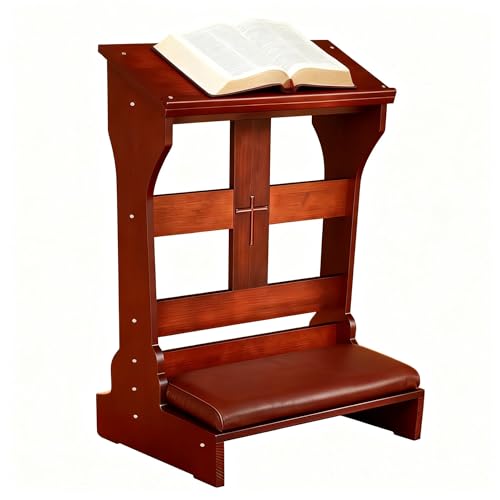 Wood Prayer Bench with Cushion - Padded Kneeler for Home & Church