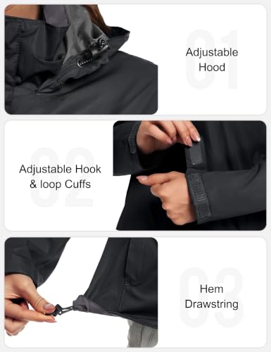 Little Donkey Andy Women's Waterproof Rain Jacket – Medium / A3.black